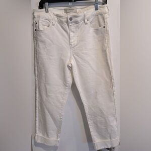 Liverpool Los Angeles White Cropped Cuffed jeans denim thick crisp quality 8/29